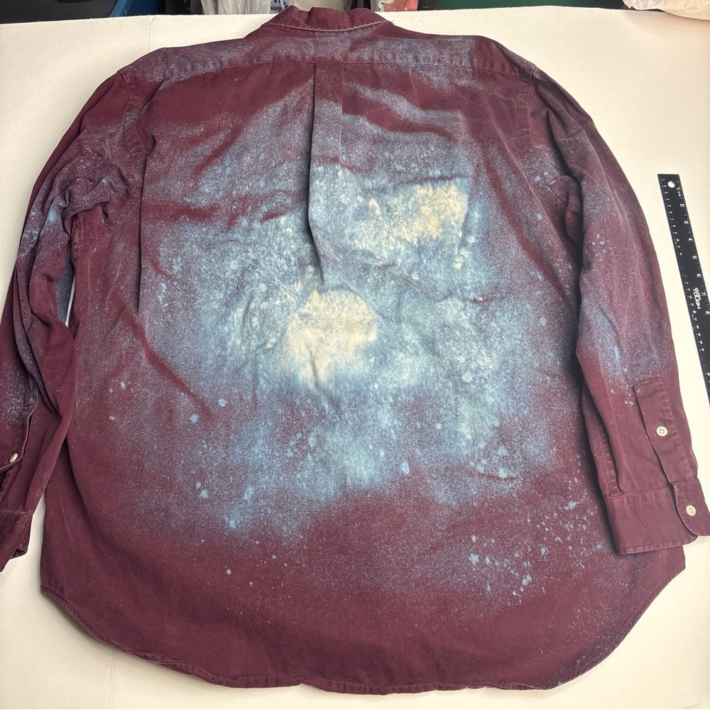 Upcycled Ralph Lauren Men’s XL Shirt Purple Blue White Bleached Cosmic Cotton